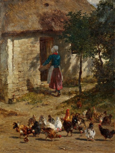 Kuřata před farmou od Constant Troyon