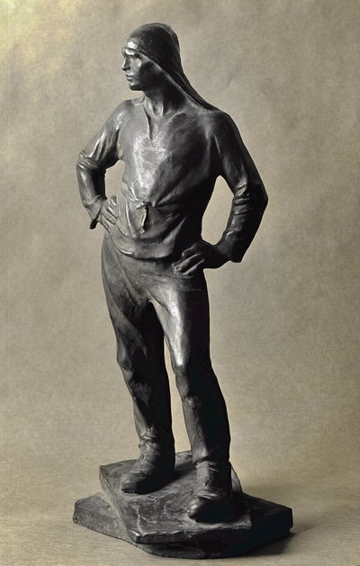 Podélník z antverpského přístavu (bronzová socha od Constantin Emile Meunier