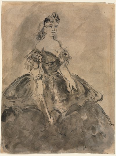 Na plese recto, La femme à léventail, po Goya verso, 19. století. od Constantin Guys
