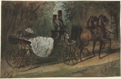 Přeprava v Bois de Boulogne, 1800s. od Constantin Guys