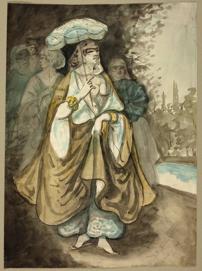 Jedna z dam z harému (recto); Fragment krajiny (verze) od Constantin Guys