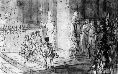 Švýcarské gardy a francouzští vojáci ve Vatikánu, 1930. od Constantin Guys