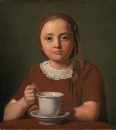 Holčička, Elise Købke, s pohárem před sebou, 1850. od Constantin Hansen