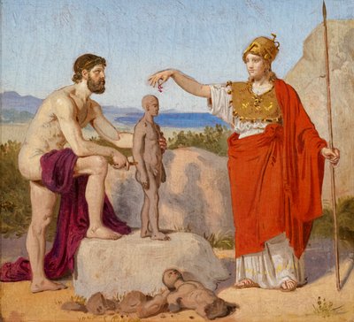 Prométheus formuje člověka z hlíny od Constantin Hansen