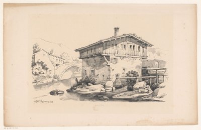 Dům s vodním mlýnem v horské vesnici Krajina (název série) od Constantinus Cornelis Huysmans