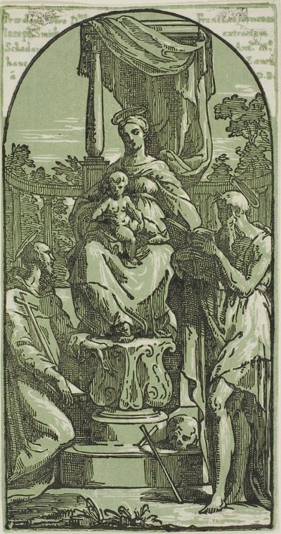 Madona s dítětem na trůně, svatý Jeroným a svatý František od Conte Antonio Maria Zanetti the Elder