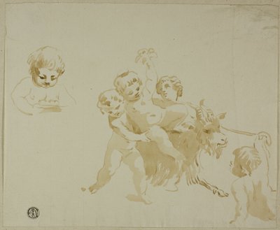 Putti si hraje s kozou od Conte Antonio Maria Zanetti the Elder