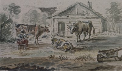 Dobytek stojící před chalupou od Copplestone Warre Bamfylde
