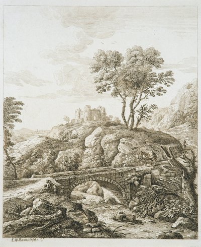 Krajina s hradem (lept na papíře) od Copplestone Warre Bamfylde