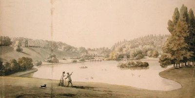 Stourhead, cca 1780 (akvarel a tužka na papíře) od Copplestone Warre Bamfylde