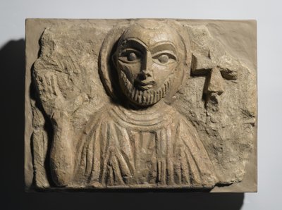 Busta světce, z Egypta, 4.-5. století (malovaný vápenec) od Coptic Coptic