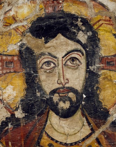 Hlava Krista podepřená dvěma anděly, 6.–7. století (detail 922031) od Coptic Coptic