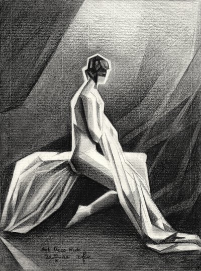 Socha ve stylu art deco s drapérií od Corné Akkers