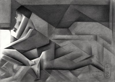 Geometrická žena v zamyšlení od Corné Akkers