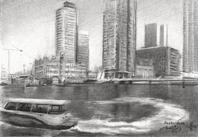 Náčrt města Rotterdamu od Corné Akkers