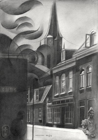 Stylizovaná městská ulice od Corné Akkers