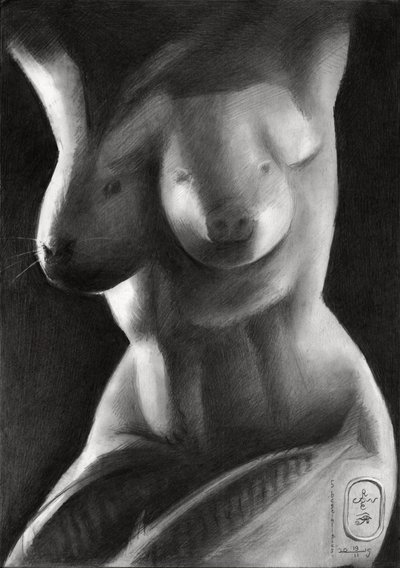 Surrealistická hybridní ženská postava od Corné Akkers