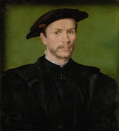 Portrét vousatého muže v černém, cca 1540 (olej na dřevě) od Corneille de Lyon (attr. to)