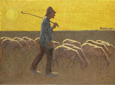 Pastýř s ovcí, kolem roku 1920 (olej na plátně) od Cornelis Albert van Assendelft