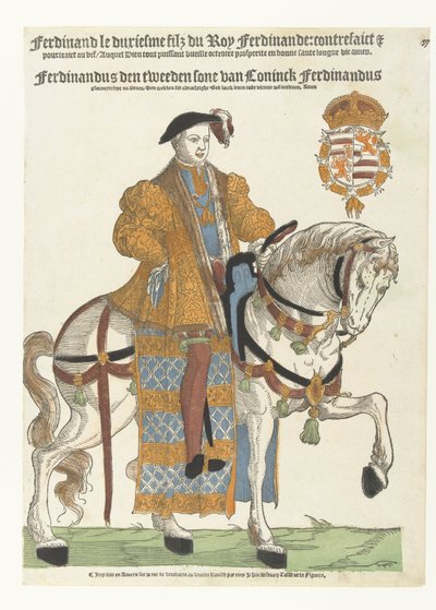 Portrét Ferdinanda Tyrolského na koni od Cornelis Anthonisz. (manner of)