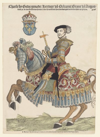 Portrét Karla Orleánského na koni od Cornelis Anthonisz. (manner of)