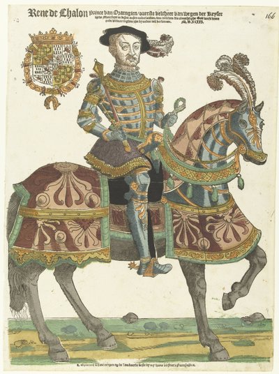 Portrét René de Châlon na koni od Cornelis Anthonisz. (manner of)
