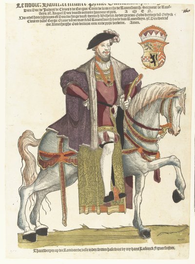 Portrét vévody Willema van Cleves, Jülicha a Berga, hraběte z Marka, lorda z Ravensteinu na koni od Cornelis Anthonisz. (manner of)