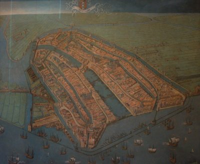 Pohled na Amsterdam z ptačí perspektivy od Cornelis Anthonisz.
