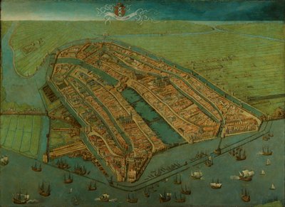 Pohled na Amsterdam z ptačí perspektivy od Cornelis Anthonisz.