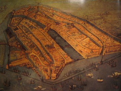 Pohled na Amsterdam z ptačí perspektivy od Cornelis Anthonisz.