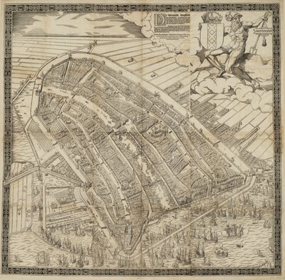 Německy: Die berühmte Handelsstadt Amsterdam
nizozemsky: De vermaerde koopstadt van Amstelredam od Cornelis Anthonisz.