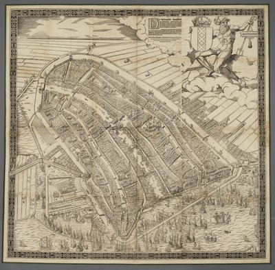 Německy: Die berühmte Handelsstadt Amsterdam
nizozemsky: De vermaerde koopstadt van Amstelredam od Cornelis Anthonisz.
