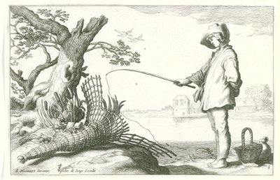 Mladý rybář Čtyři pastorační scény (název série) od Cornelis Bloemaert (II) (possibly)