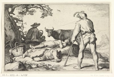 pastevci Čtyři pastorační scény (název série) od Cornelis Bloemaert (II) (possibly)