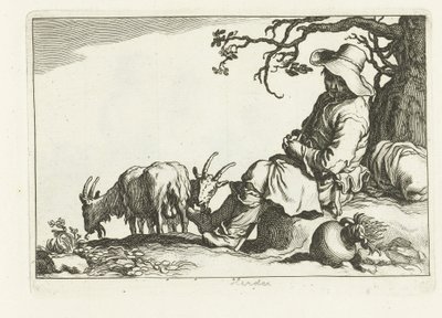 pastevec koz 16 výtisků z různých sérií od Cornelis a Frederika Bloemaertových (název série) od Cornelis Bloemaert (II)