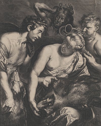 Atalanta a Meleager, 1618-84. od Cornelis Bloemaert