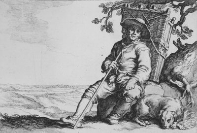 Cestovatel se psem, ze série Šestnáct selských poddaných, 17. století. od Cornelis Bloemaert