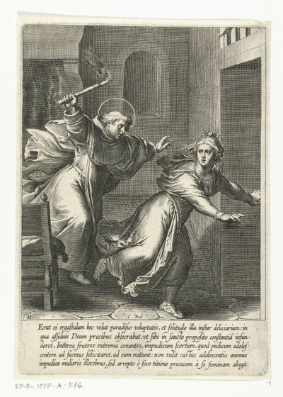 Thomas pronásleduje pokušení Život svatého Tomáše Akvinského (název série) od Cornelis Boel