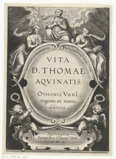 Titulní tisk pro: Otto van Veen, Vita D. Thomae Aqvinatis, Antverpy, 1610 Život svatého Tomáše Akvinského (název série) od Cornelis Boel