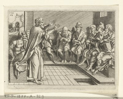 Pavel káže v synagoze The Life of Paul (název série) od Cornelis Bos
