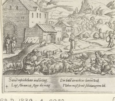 Sara zavrhne těhotnou Hagar The Life of Abraham (název série) od Cornelis Bos