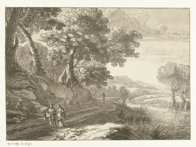 Italská krajina se třemi turisty od Cornelis Brouwer