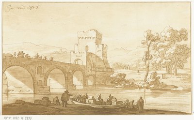 Ponte Molle nedaleko Říma od Cornelis Brouwer