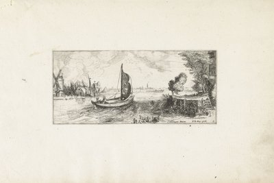 Loď na řece Krajiny (název série) od Cornelis Claesz van Wieringen (possibly)