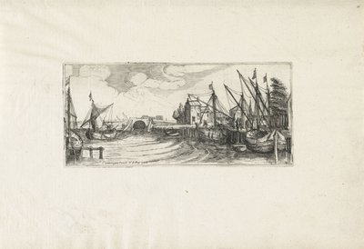 Pohled na přístav se zámkem Krajiny (název série) od Cornelis Claesz van Wieringen (possibly)