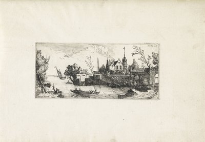 Říční krajina s veslicí Krajiny (název série) od Cornelis Claesz van Wieringen (possibly)