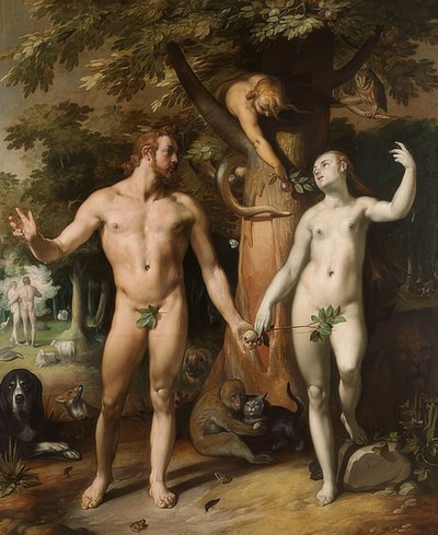 Pád člověka. 1592 od Cornelis Cornelisz. van Haarlem