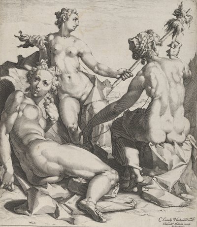 Tři osudy, ca. 1589 od Cornelis Cornelisz van Haarlem