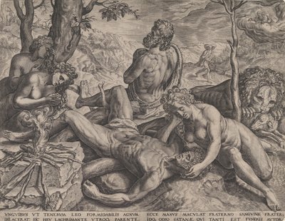 Adam a Eva naříkají nad smrtí Ábela, 1564. od Cornelis Cort