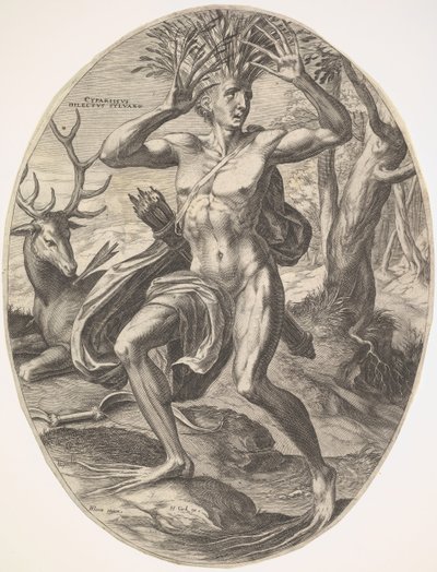 Cyparissus ze souboru Venkovští bohové, 1565. od Cornelis Cort